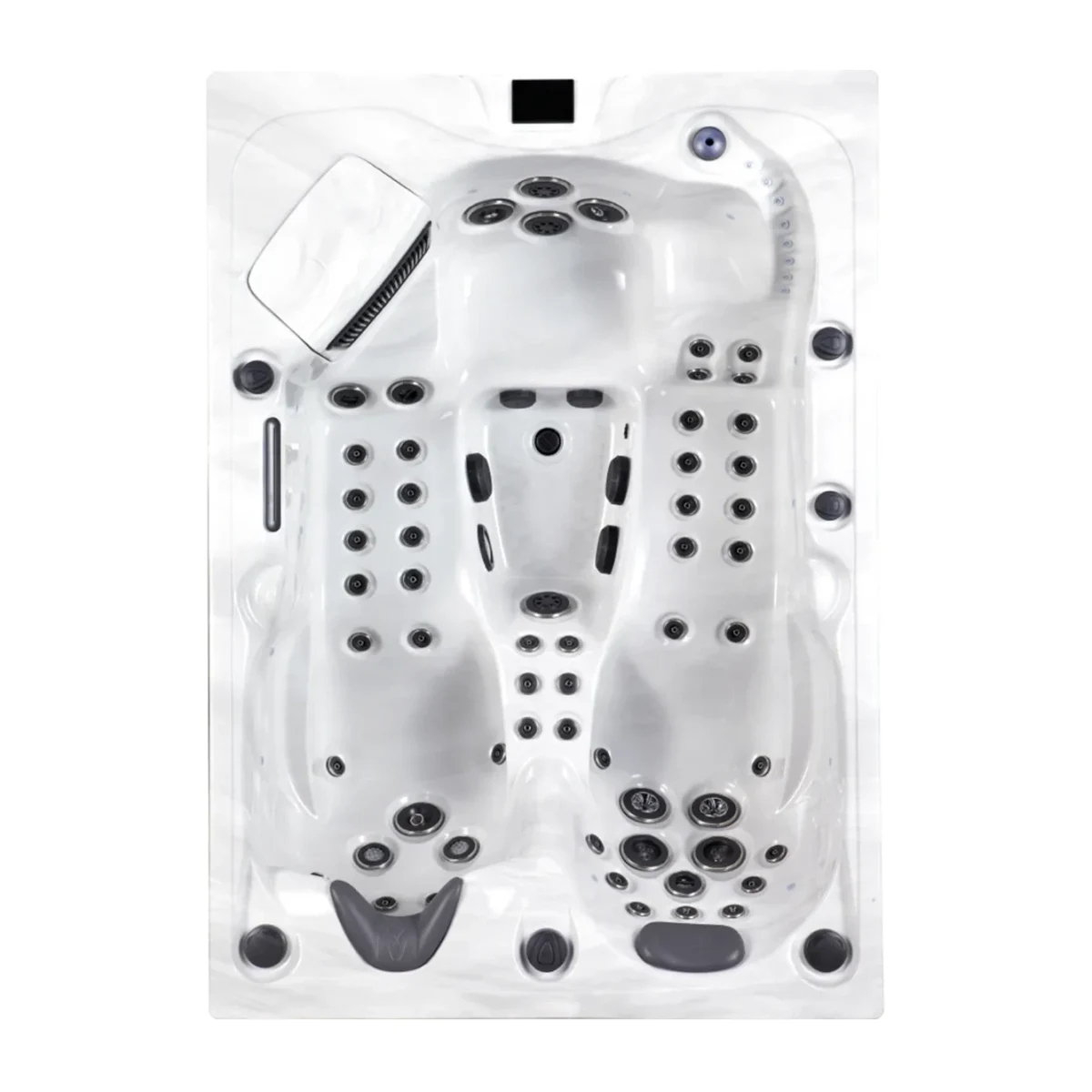 Platinum Spas Topaz hot tub, overhead view filled with water