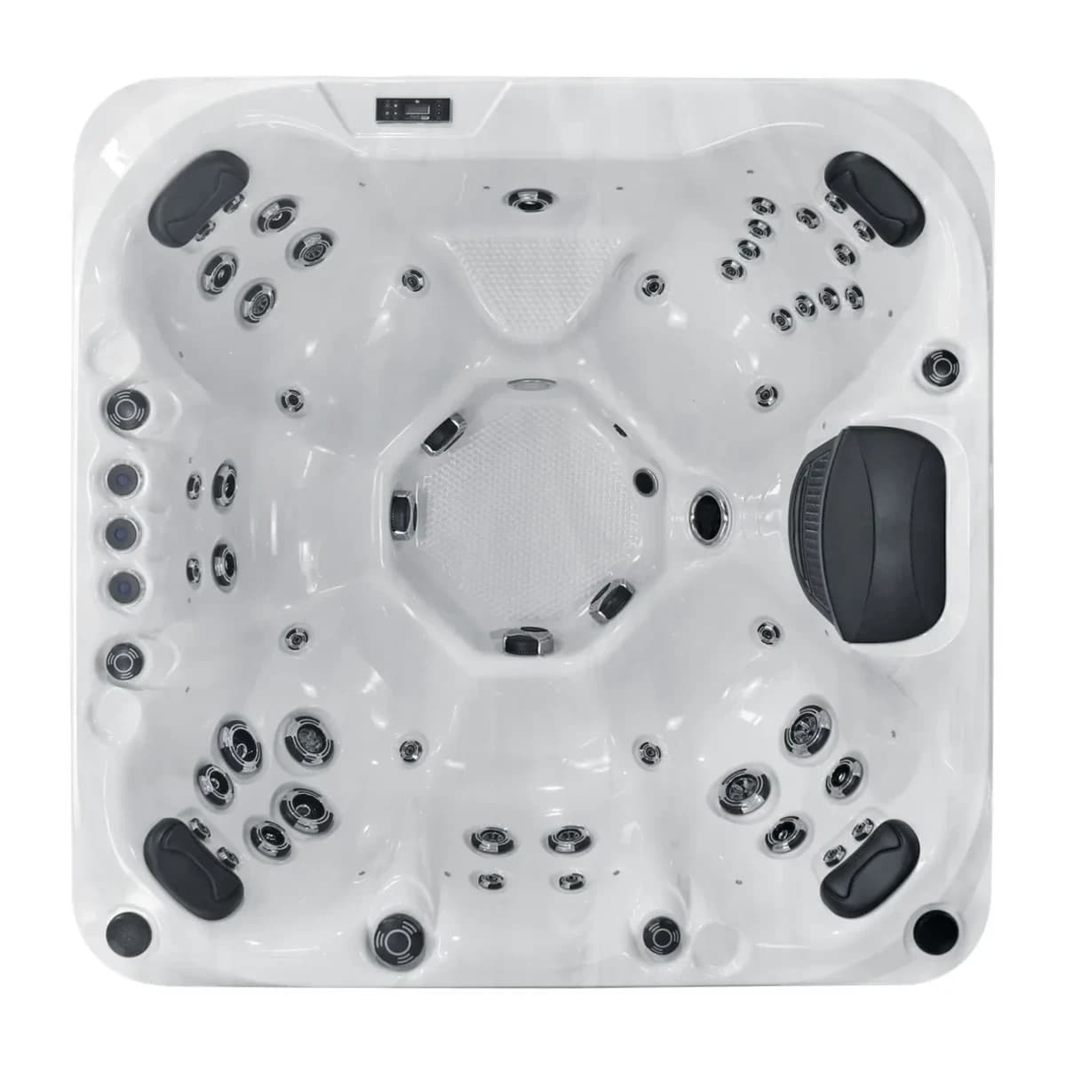 Platinum Spas Seville hot tub, overhead view filled with water