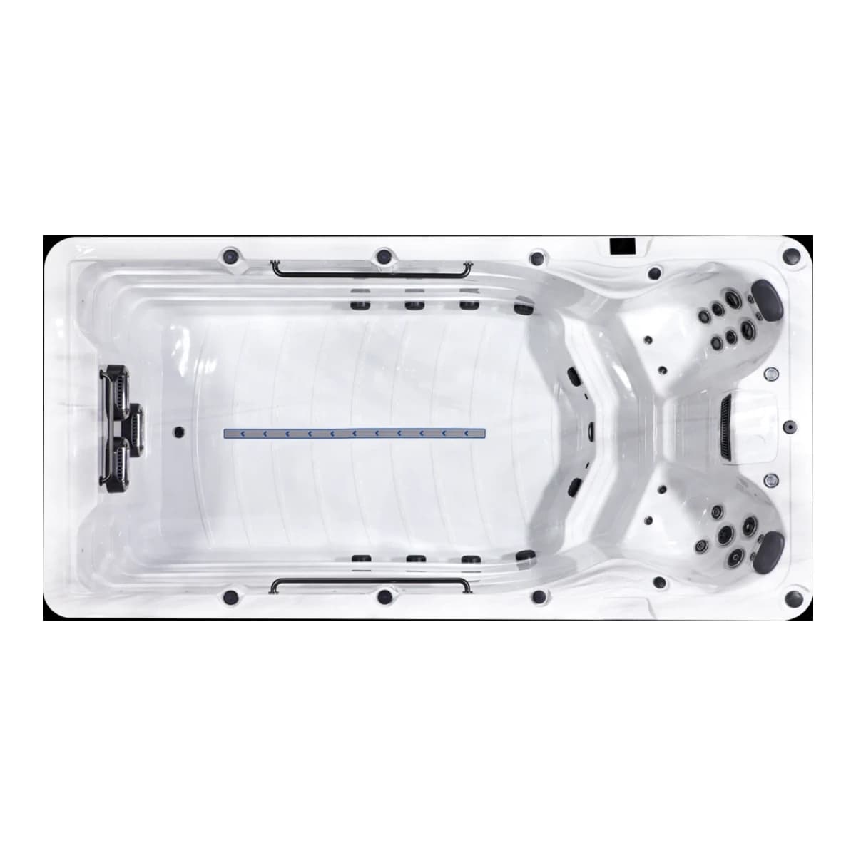 Platinum Spas Eros Swim Spa swim spa, overhead view filled with water