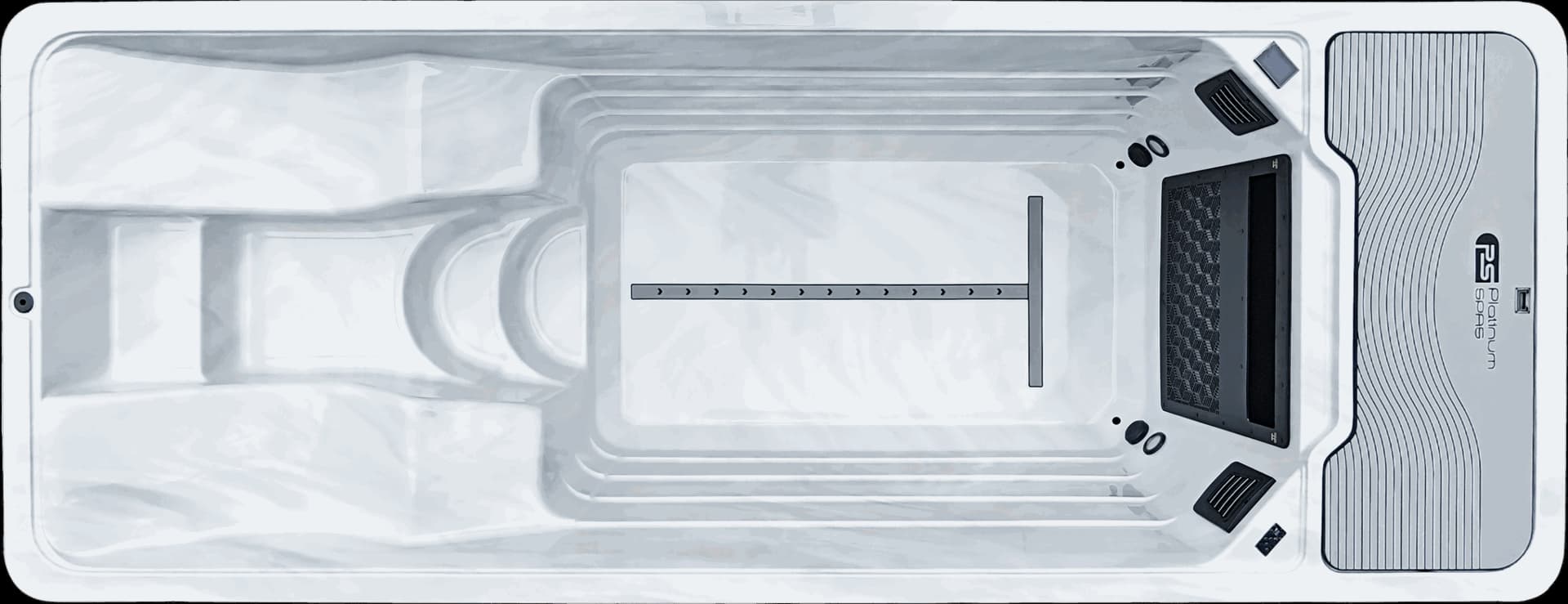 Platinum Spas Artemis Pro mini pool, overhead product view filled with water