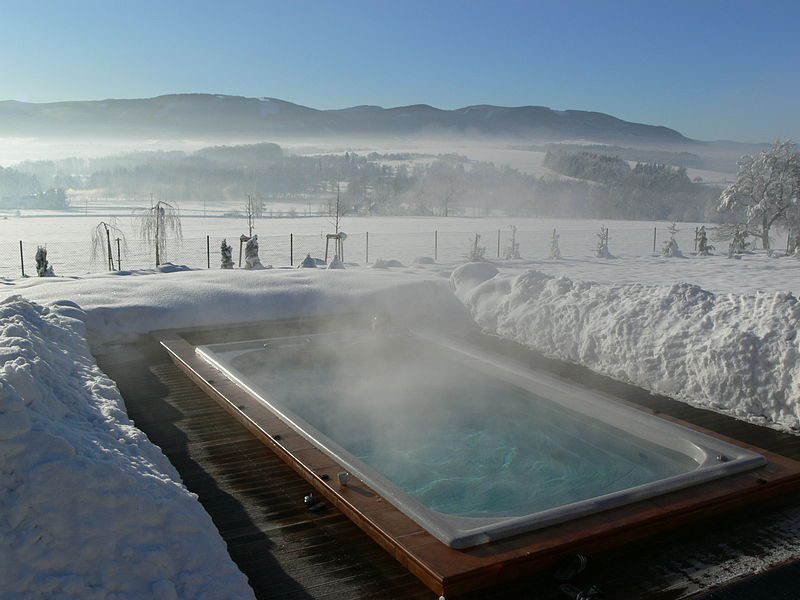 The Hot Tub In Winter Black Pine Spas And Billiards